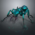 Teal Metallic Spiked Ant Like Creature Game Movie Character Design Details