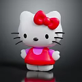 Hello Kitty Doll Standing With Red Bow Red Dress Pink Collar White Face Black Whiskers