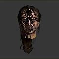 3D Modeled Game and Movie Character Head With Brown Hair Bangs And Neutral Expression