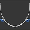 Elegant Silver Tiara With Blue Floral Accents And Delicate Wire Frame