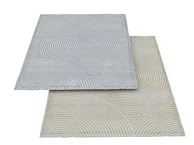 Two Stylish Square Rugs With Circular Wave Patterns Gray And Beige Tones Soft Texture 3d model