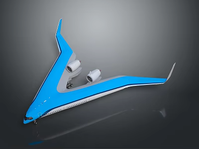 Modern Blue Aircraft Model With V Shaped Wings And Twin Engines 3d model