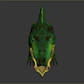 Green And Yellow Fantasy Creature 3D Model With Open Mouth Sharp Teeth Claws 3d model