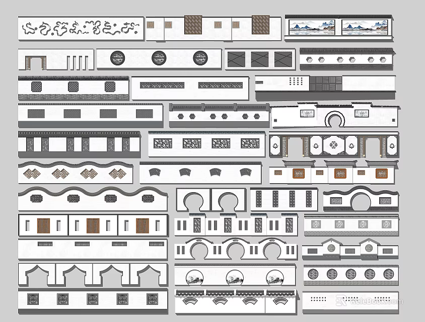 Diverse Building Facade Design With Decorative Patterns And Architectural Details 3d model