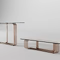 Modern Console Tables Interior Design With Marble Top Glass Surface And Brass Frame 3d model