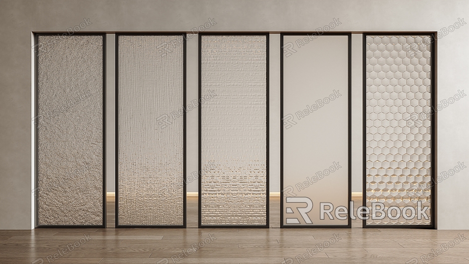 Modern Glass Screen Carved Glass Frosted Glass Partition Carved Glass Screen Frosted Glass Partition model