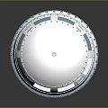 Futuristic Spherical Sci Fi Space Station With White Modules And Red Support Legs 3d model