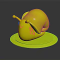Cute 3D Model Snail With Orange Shell Green Spots And Transparent Base 3d model