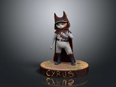 Cyrus Cat Eared Game Character with Cape and Boots from CATN2 Series 3d model