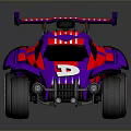 Sporty Purple and Red Toy Racing Car with Large Wheels Rear Wing and Number 8