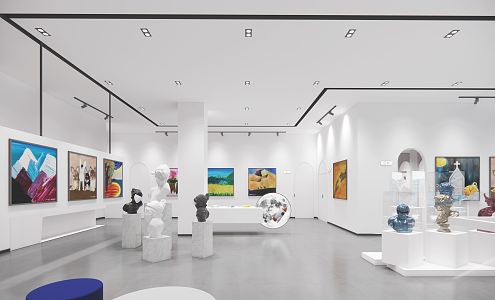 Modern Painting Exhibition Studio 3d model