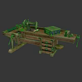 Rustic Wooden Workbench Furniture With Vice Tools Drawers And Small Stool