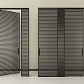 Black Sliding Doors With Vertical Slats In Modern Minimalist Interior Design