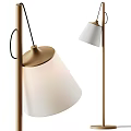 Modern Wooden Floor Lamp With White Fabric Shade For Home Living Room Decor