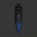 Sleek Modern Yacht With Blue Transparent Hull And Top Antenna Structure