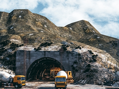 Tunnel of mine tunnel construction team 3d model