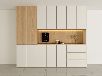 Simple Log Cream Style Sideboard High Cabinet Integrated Wall Living Room Wine Cabinet Tea Cabinet Segmented Storage Cabinet model