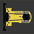 Yellow Industrial Forklift Truck With Black Mast Blue Cabin And Wheels