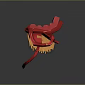 Red Leather Saddle With Yellow Fringe And Straps As Practical Household Item
