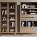 Modern Wooden Bookcase Design With Open Shelves Books Decorative Items And Drawers
