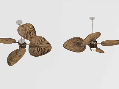 Brown Leaf Shaped Ceiling Fan With Light For Modern Interior Decoration 3d model