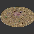Decorative Circular Wooden Stone Tabletop Featuring Natural Texture And Small Block Design