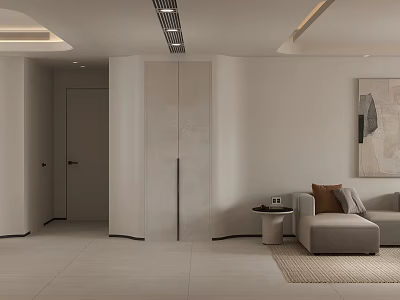 Elegant Modern Living And Dining Room Space With Beige Sofa And Minimalist Decor 3d model