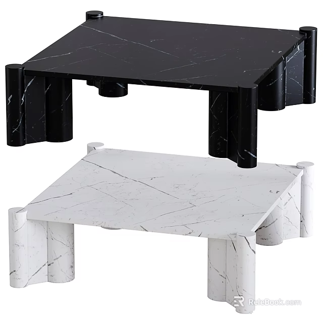 Modern Black And White Marble Dining Table With Unique Leg Design 3d model