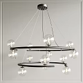 Modern Circular Chandelier With Glass Globe Lights And Metal Frame Design