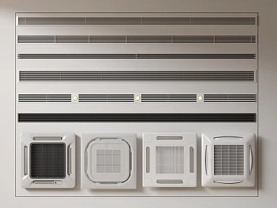 Modern Air Conditioner Vents With Various Grille Designs For Home Interior Decoration 3d model
