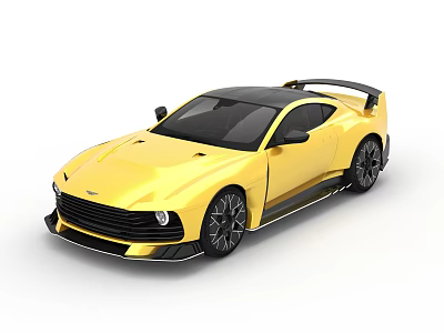 Yellow Sports Car With Black Roof Rear Spoiler And Sleek Modern Design 3d model