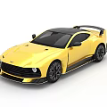 Yellow Sports Car With Black Roof Rear Spoiler And Sleek Modern Design