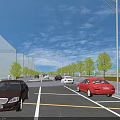 Modern Urban Road Infrastructure Featuring Vehicles Trees Street Lights And Sidewalks 3d model