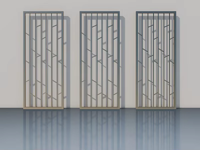 Three Modern Geometric Line Pattern Hinged Doors For Home Interior Design 3d model
