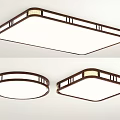 Modern Wooden Frame Ceiling Lights With Square And Round Shapes 3d model