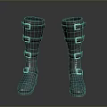 Black Leather Knee High Boots With Multiple Buckle Straps For Daily Wear