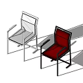 Modern Single Chair With Red Gray Upholstered Seats And Black White Metal Frames