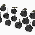 Different Types Of Black Casters With Mounting Plates And Wheel Designs