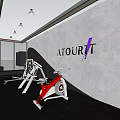 Modern Fitness Gym Interior With Exercise Machines TV Screen Ceiling Lights And Curtains