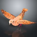 Game Movie Character Orange Pigeon With Spread Wings Flying Dark Background And Reflection