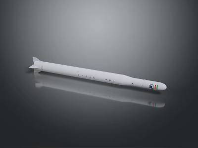 White Cylindrical Missile With Italian Flag Emblem And Rear Fins Design 3d model