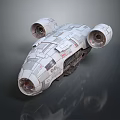Futuristic White Aerospace Spaceship Featuring Two Large Engines And Sci Fi Elements 3d model