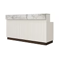 Modern Reception Desk With Marble Top Vertical Slat Panel And Dark Base 3d model