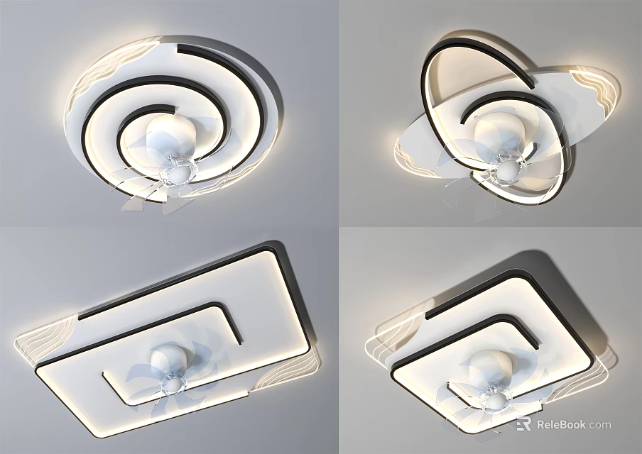 Modern Minimalist Ceiling Lights With Layered Design LED Lighting And Transparent Acrylic Shades 3d model 