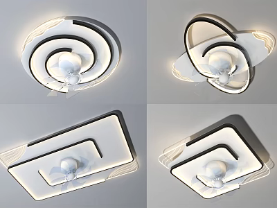Modern Minimalist Ceiling Lights With Layered Design LED Lighting And Transparent Acrylic Shades 3d model