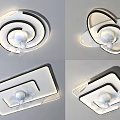 Modern Minimalist Ceiling Lights With Layered Design LED Lighting And Transparent Acrylic Shades