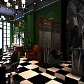 Stylish Hair And Beauty Salon Interior With Black White Checkered Floor Styling Chairs And Chandeliers