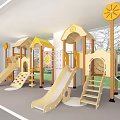 Fun Wooden Playground with Slides Climbing Walls and Playhouses for Kids