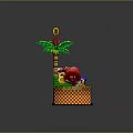 Cartoon Adventure Scene With Sonic Character Green Slide Palm Tree And Water Pool