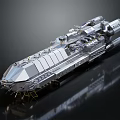Futuristic Silver Spaceship Model With Intricate Structure And Detailed Surface On Black Reflective Surface 3d model